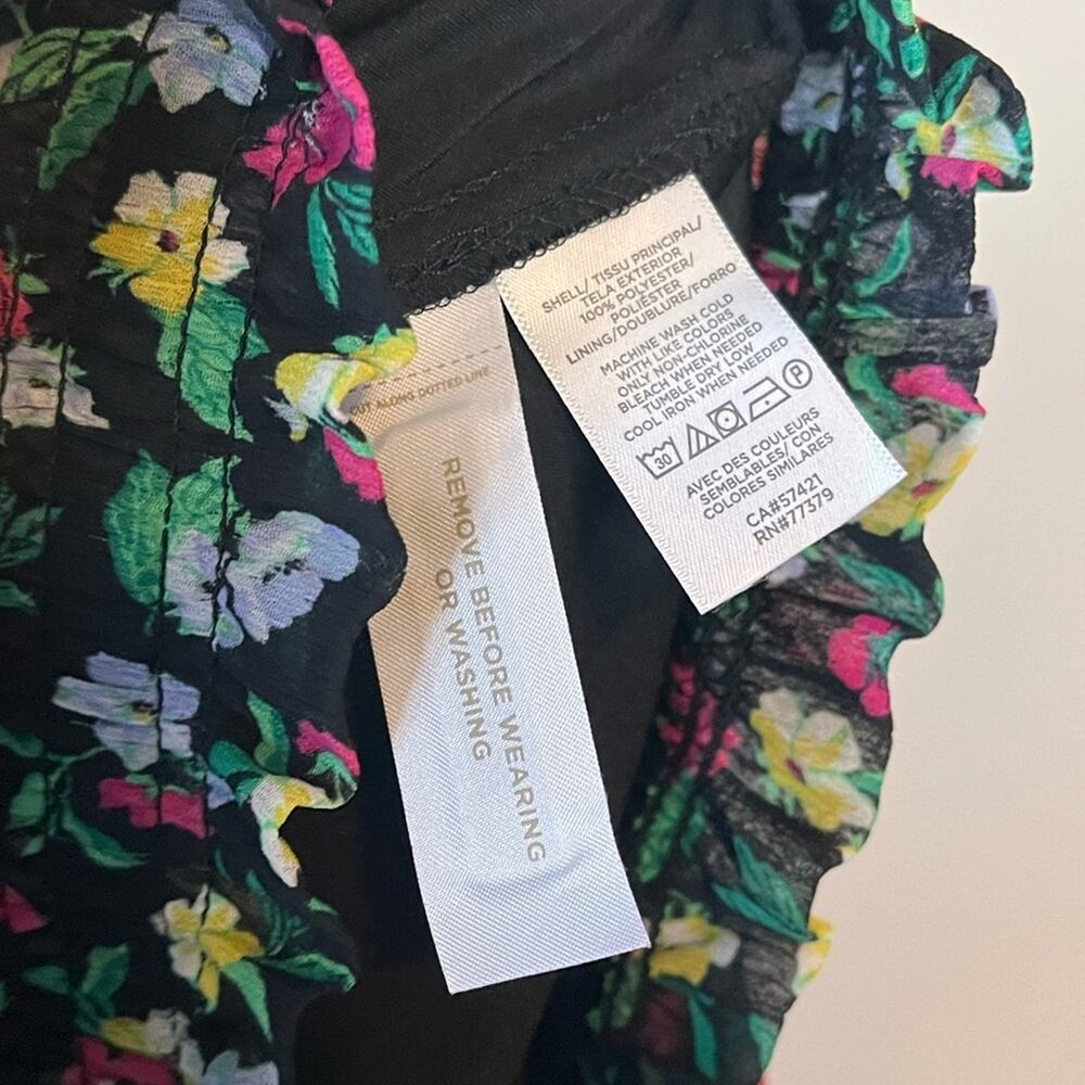 NWT ANN TAYLOR Black Floral Tiered Midi Skirt Size S Elastic Waist - Picture 4 of 5